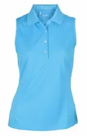 Adidas Women's Climacool Sleeveless Solid Polo Shirt, Cosmic Blue
