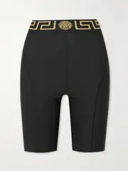 [Versace] Versace - Jacquard-trimmed Stretch-jersey Biker Shorts - Black - x small x small Black