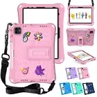 For Samsung Galaxy Tab A9 Plus/A9 Cute Kids Crossbody Strap Stand Silicone Case