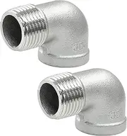 Hordion 2Pcs 304 Stainless Steel 90 Degree Elbow, 1/2" NPT Male x 1/2" NPT Female Cast Pipe Fitting
