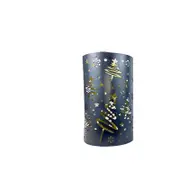 Handcrafted Holiday Bloom Christmas Tree Shadow Candle Holder Black and Gold NEW