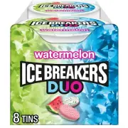 Ice Breakers Duo Sugar Free Mints, Watermelon, 1.3 Ounce (Pack of 8) Exp: 09/25
