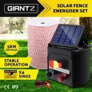 Giantz Electric Fence Energiser 5km Solar Power Charger 0.15j + 2KM Wire Fencing