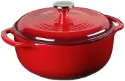 Lodge 45 Quart Island Spice Red Enamel Cast Iron Dutch Oven Cookware