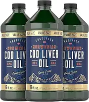 Carlyle Cod Liver Oil Norwegian 16 fl oz 3 Bottles – Non-GMO, Gluten Free Liquid