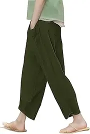 [Generic] Pants Women Formal Pants for Women Artist Linen Womens Summer Baggy Cropped Trouser with Pockets Womens Plus Size Casual Suits for Wedding