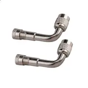90 Degree Angle Silver Nozzles 2X Car Motorbike Tyre Valve Extension Adaptor