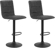 [Artiss] Adjustable Bar Stools Set of 2 with 360° Swivel & Vintage Leather - 61-82cm Commercial Grade Counter Stools for Pub, Cafe & Outdoor Use