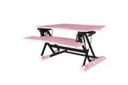 Fortia Desk Riser 90cm Wide Adjustable Sit to Stand for Dual Monitor, Keyboard, Laptop, Pink