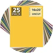 Mat Board Center, Pack of 25 16x20 Uncut Mat Boards - Assorted Colors - White Core - for Frames, Pictures, Photos, Crafts