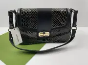 Brahmin Nerida Shoulder Bag Black Cavatica Embossed Patent Leather NWT
