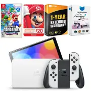 Nintendo Switch White OLED + Super Mario Bros. Wonder Game + $20 eShop Gift Card