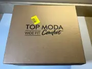 Top Moda Celine Women's Fashion Brown Buckle Wedge Boot New In Box Size 9