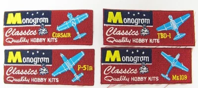 Four 4" Monogram Classics Quality Hobby Kits PATCH - Corsair P-51B TBD-1 Me109