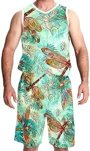[KQNZT] Basketball Jersey and Shorts, Jerseys for Men, Athletic Shirts for Team Scrimmage, Vintage Abstract Peacock Feather Dragonfly Paisley
