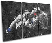 Bold Bloc Design - UFC Grunge MMA Cerrone Ferguson Sports 90x60cm Treble Canvas Art Print Box Framed Picture Wall Hanging - Hand Made in The UK - Framed and Ready to Hang 13-9628(00B)-TR32-LO-B