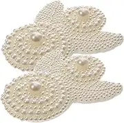 MUELODSIC 2Pcs Imitation Pearl Applique Patches DIY Decorative Patches for Wedding Shoes Bags and Clothing for Craft Projects and Embellishments