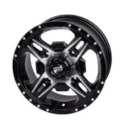 4/156 Tusk Beartooth Wheel 14x7 4.0 + 3.0 Machined/Black For Polaris Big Boss