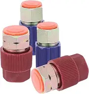 Cabilock 4Pcs Car A C Adapter Set to Quick Disconnect Coupler with Caps Durable Finish Easy Installation High Side Low Side Fittings for Efficient Charging