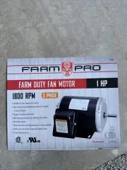 1 HP Three Phase Farm Pro Duty Fan Electric Motor 1800 RPM