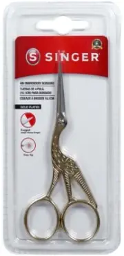 Singer Forged Stork Embroidery Scissors 4.5"-Gold 00424