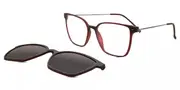 Square Clip-On Plastic Men's Glasses Online Red Size 53 - Lenses Included - Private Health Rebate - Blue Light Block - SmartBuy Collection