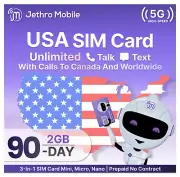 Jethro Mobile 3-Month Prepaid SIM Card: Talk, Text &Data | No Contract