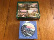 Thomas Kinkade 4 - 500pc. & 1 - 750pc puzzles four seasons & 1 cottage scene