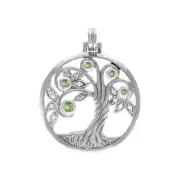 Tree of Life 925 Sterling Silver Peridot Pendant Fine Symbolic Nature Jewelry