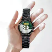 Green Bay Packers NFL Personalized Black Stainless Steel Watch Gift For Fans