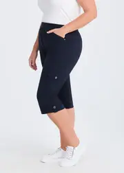 [Virtuelle] Taking Shape Castaway Rib Cargo Crop Pant Size 20 in Navy, Viscose - Plus Size Women's Navy