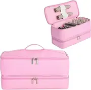 [GENCAM] Double-Layer Carrying Case for Shark FlexStyle and Dyson Airwrap Styler, Travel Storage Organizer Bag With Attachments, Pink