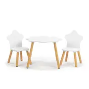 Design Square Liam Kids Furniture Cloud Table and 2x Star Chairs - White/Oak