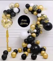 Decoración Globos Para Graduacion Arco de globos Elegante Negro Y Dorado