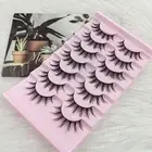 7Pairs Full Strip Cat Eye Fake Lashes L Curl Faux Mink Lashes Women Lady