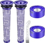 4 Pack Vacuum Filter Replacement Kit Compatible with Dyson V7, V8 Animal and V8 Absolute Cordless Vacuum, 2 Post Filters, 2 Pre Filters, Replaces Part # 965661-01 & 967478-01