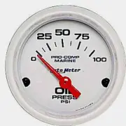 Auto Meter 200758 Pro-Comp White Phantom Marine Oil Pressure Gauge Diameter: 2-1