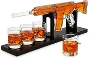 AR15 Whiskey Decanter Set - Limited Edition,Silencer Stopper - 800 ml & 4 12oz Bullet Glasses - Unique Gift - Party Accessory, Handmade Gun Liquor Decanter, TIK Tok Gun Decanter
