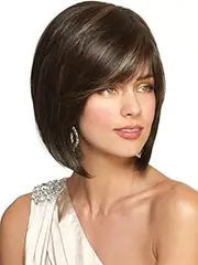 Hyperia Women's Short Straight Bob Style Synthetic Brown Mix Blonde Highlights Hair Wigs for Women