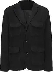 [Generic] Men's Single Breasted Pocket Corduroy Patchwork Suit Jacket Solid Color Casual Loose Thick Jacket
