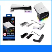 For PS5 Slim Digital/Optical Drive Console Horizontal Stand with 4*USB RGB Light