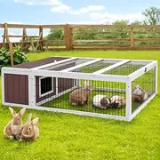 Rabbit Hutch 124cm x 90cm x 35cm Chicken Coop Large Outdoor Wooden Run Cage House