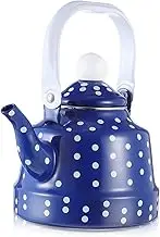 VERDANVERSE Vintage Tea Kettle Enamel Interior Stovetop Teapot with Ergonomic Handle Whistling Feature Elegant Design for Home and Office Use