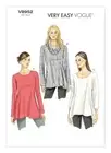 VOGUE SEWING PATTERN 8952 MISSES 4-14 EASY PULLOVER TOPS OR TUNICS W/ SHAPED HEM
