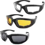 3 Pairs Motorcycle Riding Glasses Padded Goggles Uv Protection Dustproof Windproof Motorcycle Sunglasses