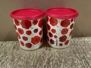 Tupperware Beautiful New Set 2 Canisters 1.3L each UNIQUE Veterans Poppy Flower