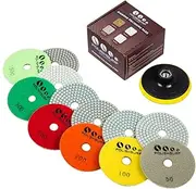 Diamond Polishing Pads 4 Inch Wet Dry Set 7 Pieces for Concrete Marble Quartz Stone Countertop Granite Polishing - by