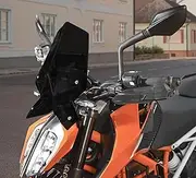 Motorcycle Wind Shield Wind Deflector with Holder for 390 Duke DUKE390 2017 2018 2019 2020 2021 2022 2023, Windscreen Wind Protection Double Bubble Wind Air Deflector (Dark Smoked)