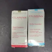 2 x 0.1oz Samples Clarins Hydra Essentiel & Nutri Lumiere Creams