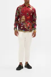 LONG SLEEVE HIDDEN PLACKET SHIRT JUST ONE BITE SNOW WHITE